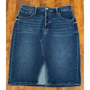GAP Denim Skirt Women's Size 12/31 Medium Indigo Wash Pencil w/ Front Slit EUC